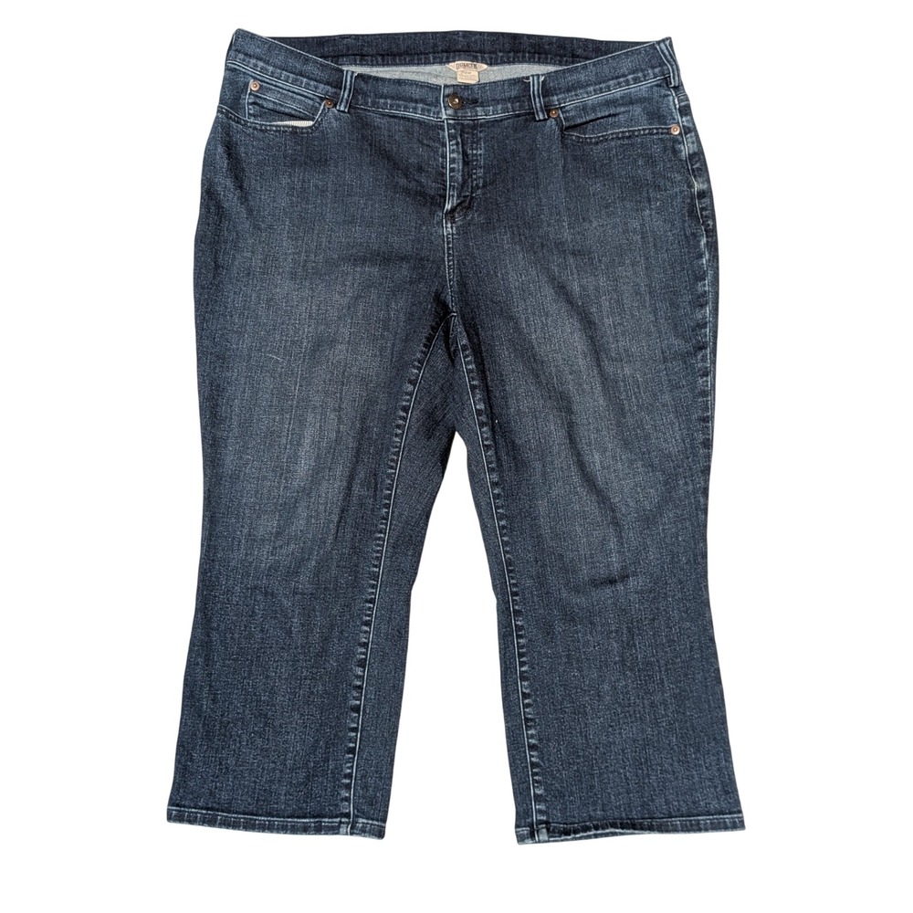 Duluth Trading Co Jeans Womens 18W Blue Dark Wash Stretch Cropped Straight Denim